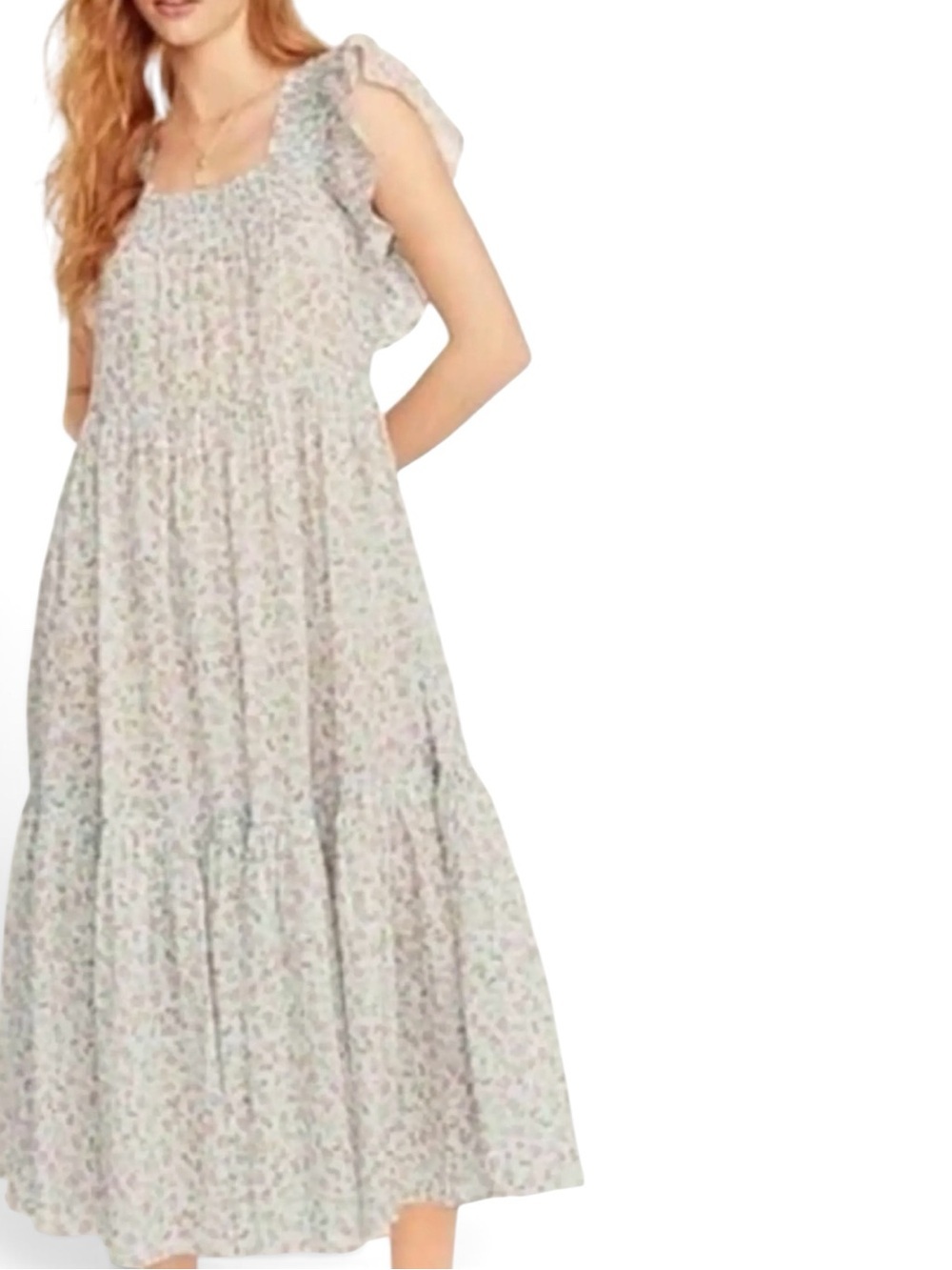 J.Crew Smocked Flutter-Sleeve Dress Cloud Meadow Floral Size M NWT